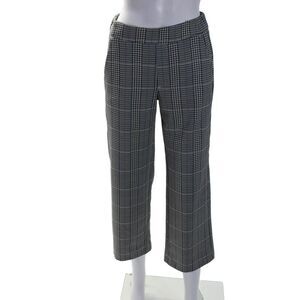 Mac Collection Womens Elastic Waistband Straight Leg Plaid Pants White Size 0L